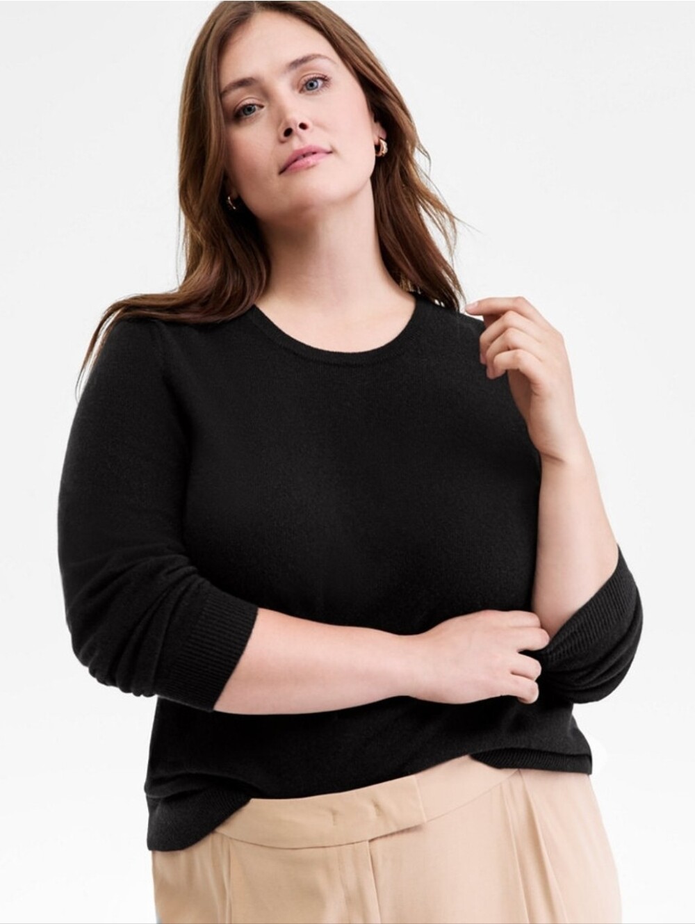 Charter Club Luxury 1X Black Crew Neck 100% Cashmere Sweater Classic Style EUC
